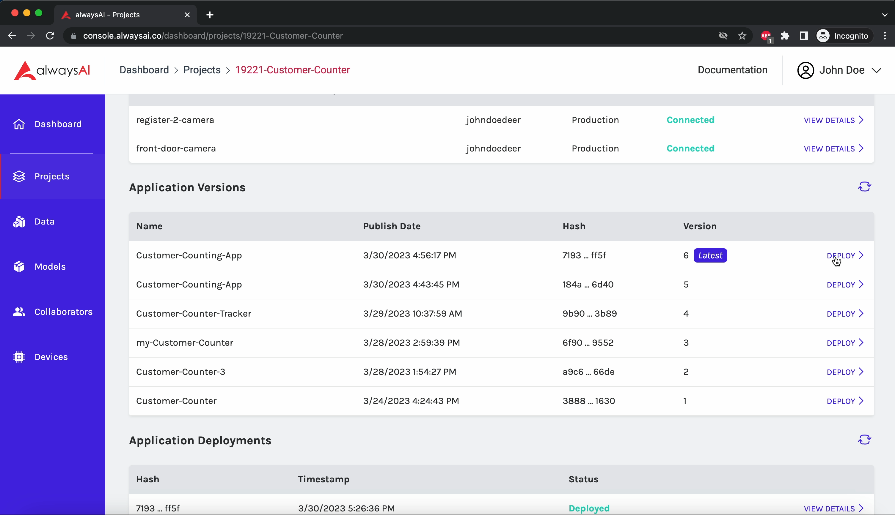 Managing Production Deployments — alwaysAI